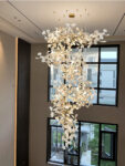 Nordic Style Ginkgo Branch Leaves Oversized Chandelier Staircase Modern Petal Chandeliers Pendant Lights Villa Mall Lighting