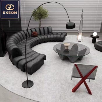 Italian Luxury Leather Sofa High-end Villa Design S-shaped High-quality Living Room Sofa