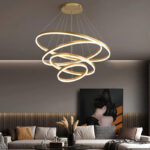 Jpungsun Modern Hotel Lobby Round Ring Led Chandelier for Living Room Villa Stairs Loft Aluminum Ring Circle Pendant Light