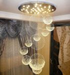 Luxury Long Hanging Silver Customize GU10 LED Crystal Chandelier Ceiling Light