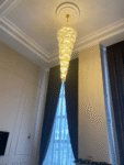 Luxury Modern Hotel Lobby Decoration Rotating Long Pendant Light Classic Living Room Stairs Golden Hanging Crystal Chandeliers