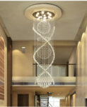 Modern Crystal Ceiling Lamp Devices Hotel Villa Double Spiral Crystal Chandelier Light